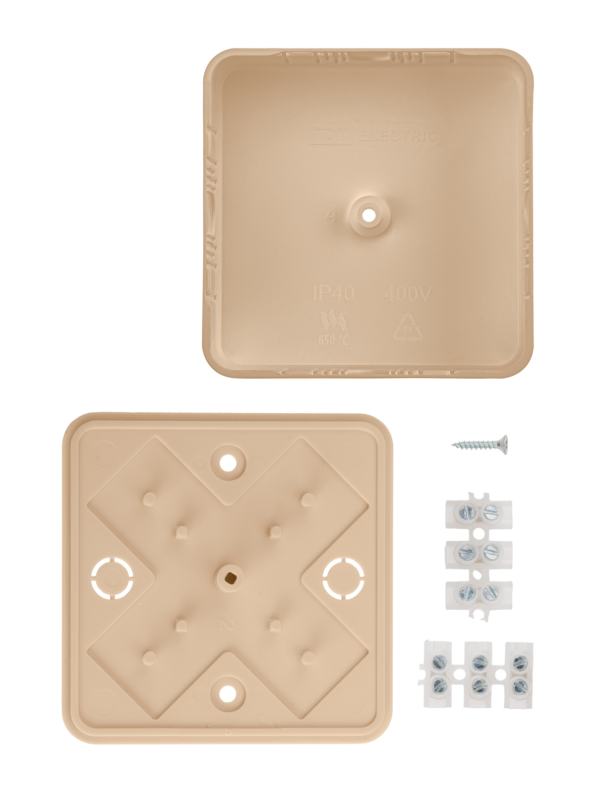 Коробка распаячная КР 50х50х20 ОП сосна, с клем. колодкой, IP40, инд. штрихкод TDM