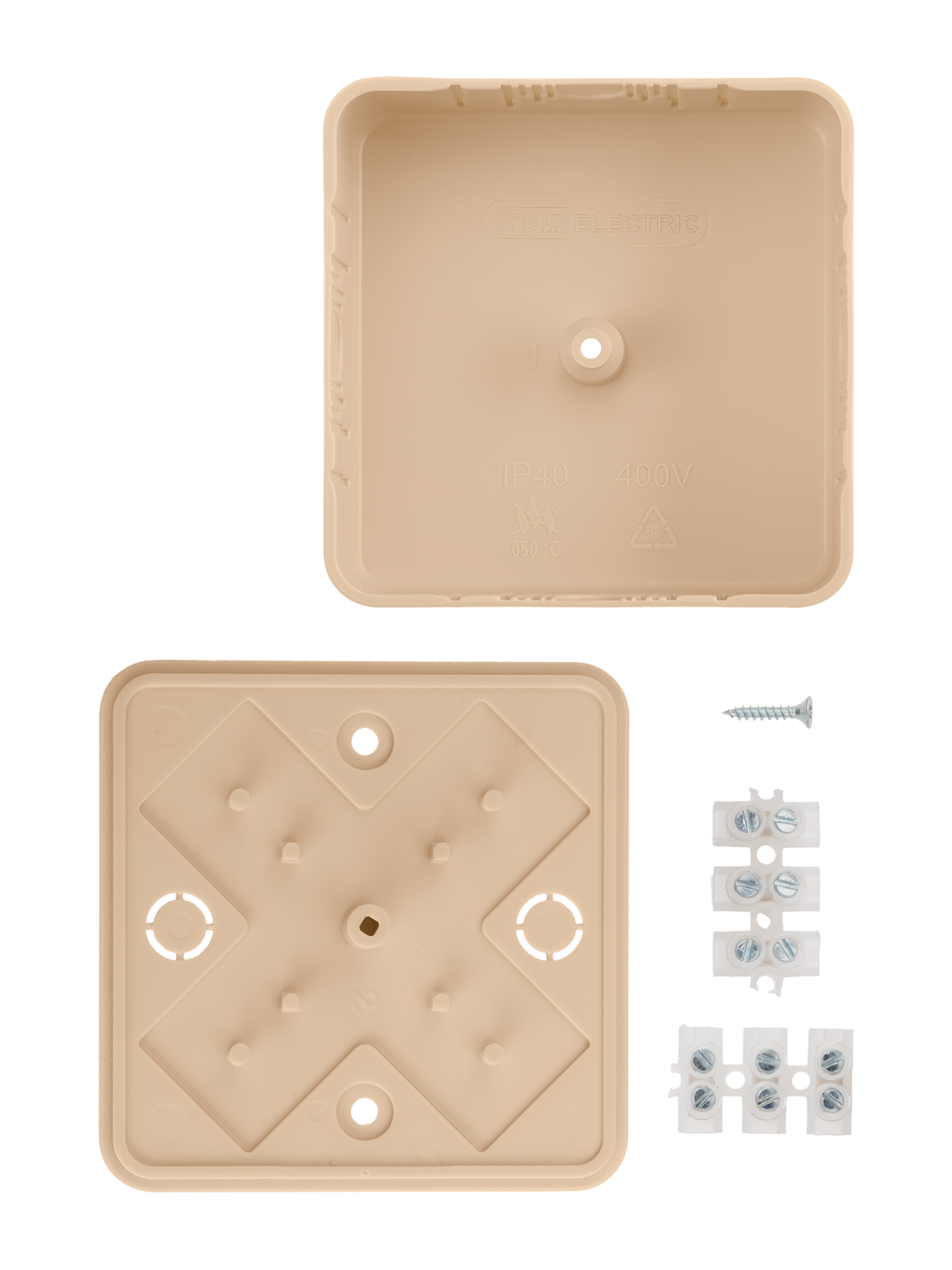 Коробка распаячная КР 75х75х28 ОП сосна, с клем. колодкой, IP40, инд. штрихкод TDM