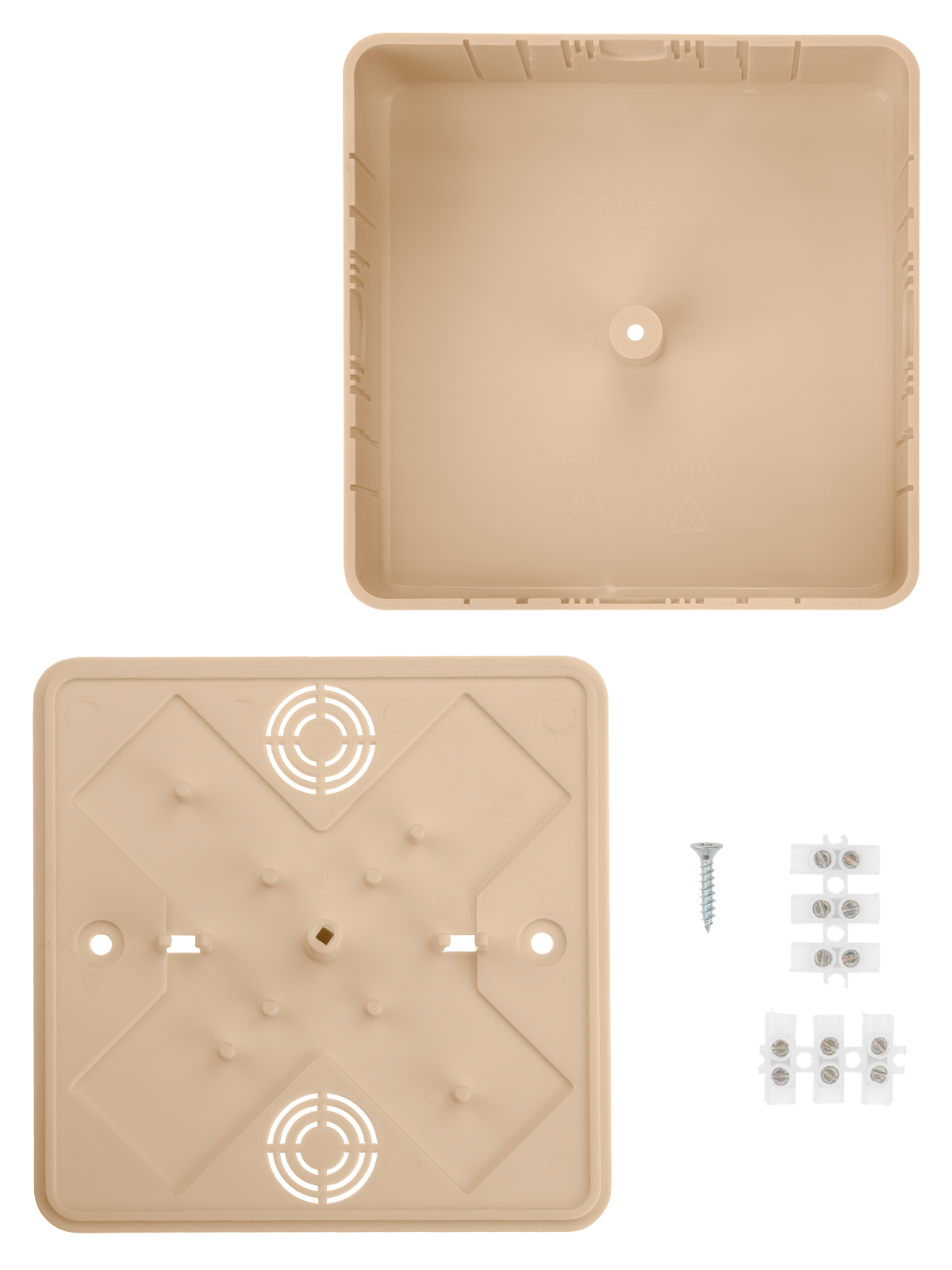 Коробка распаячная КР 100х100х44 ОП сосна, с клем. колодкой, IP40, инд. штрихкод TDM