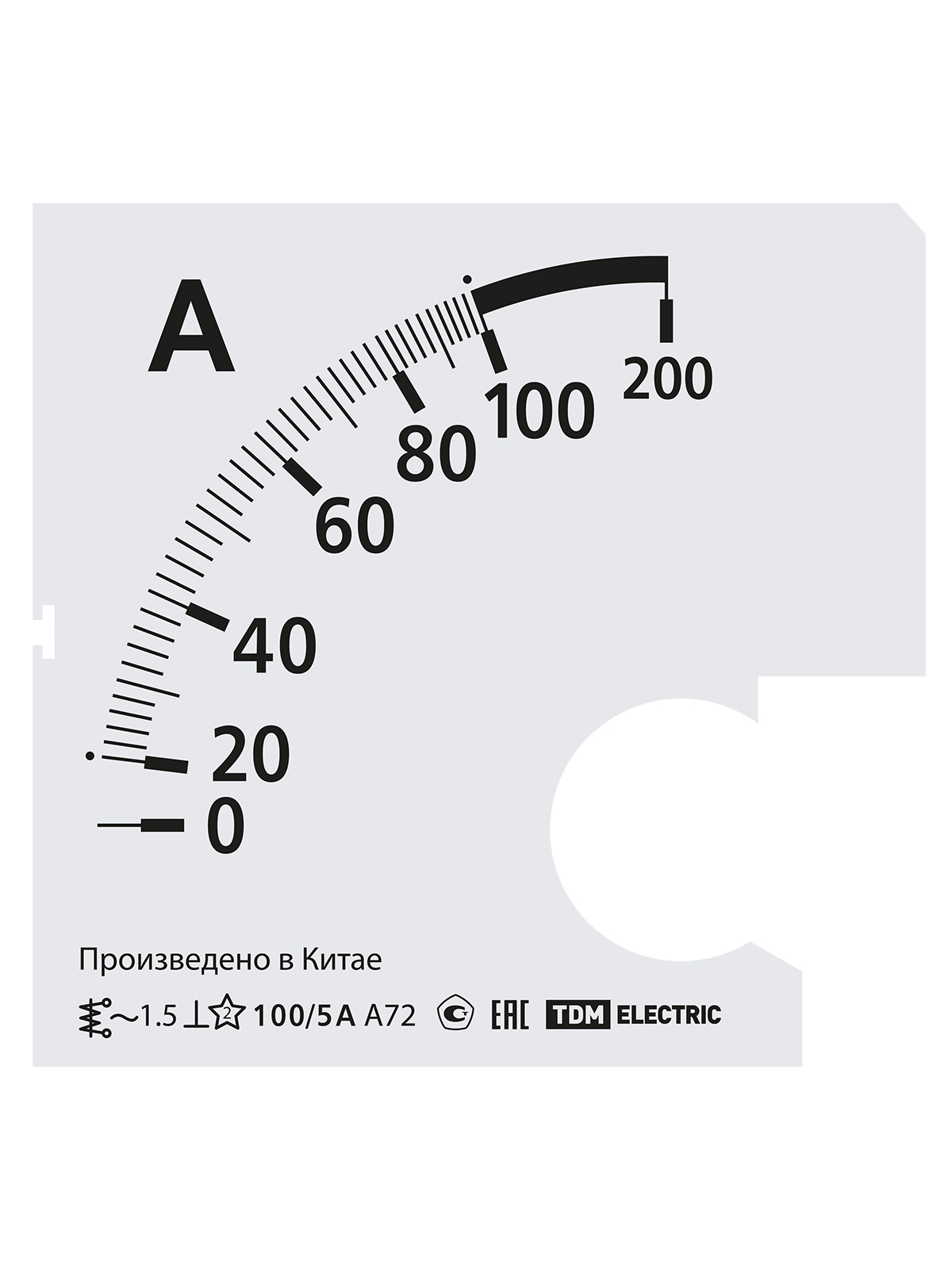 Шкала Ш72  100/5А-1,5 (для А72 Х/5А) TDM