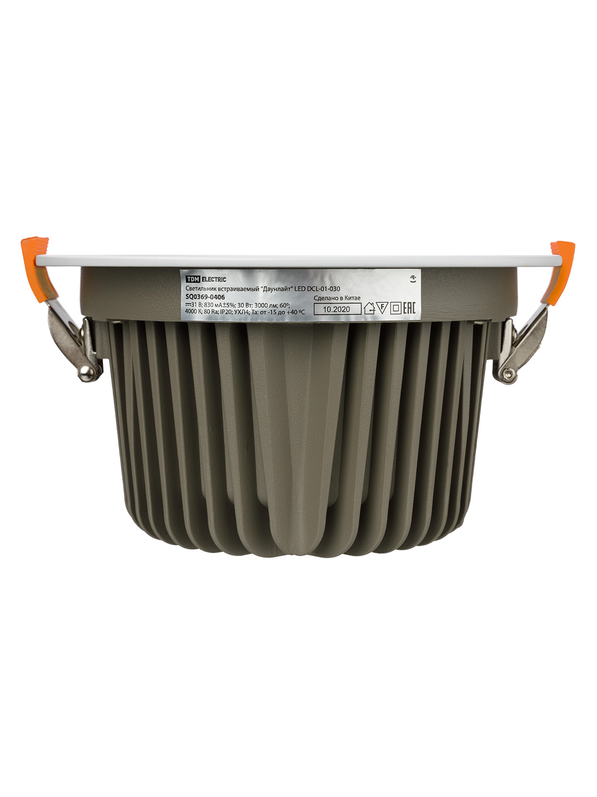 Светильник встраиваемый "Даунлайт" LED DCL-01-030 30 Вт, 4000 К, 80 Ra, IP20, прозрачный расс., TDM